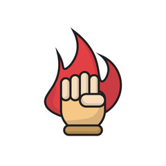 vector of a fist surrounded by flames, ideal for strength, energy, or resistance themes.