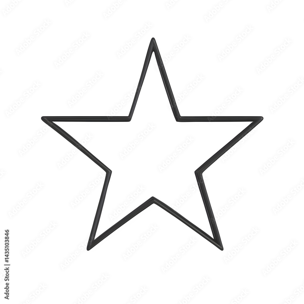 Poster a simple gray outlined star shape isolated on a black background with a slightly rough edge texture