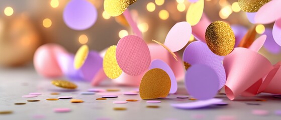 Festive confetti shower of pastel colors