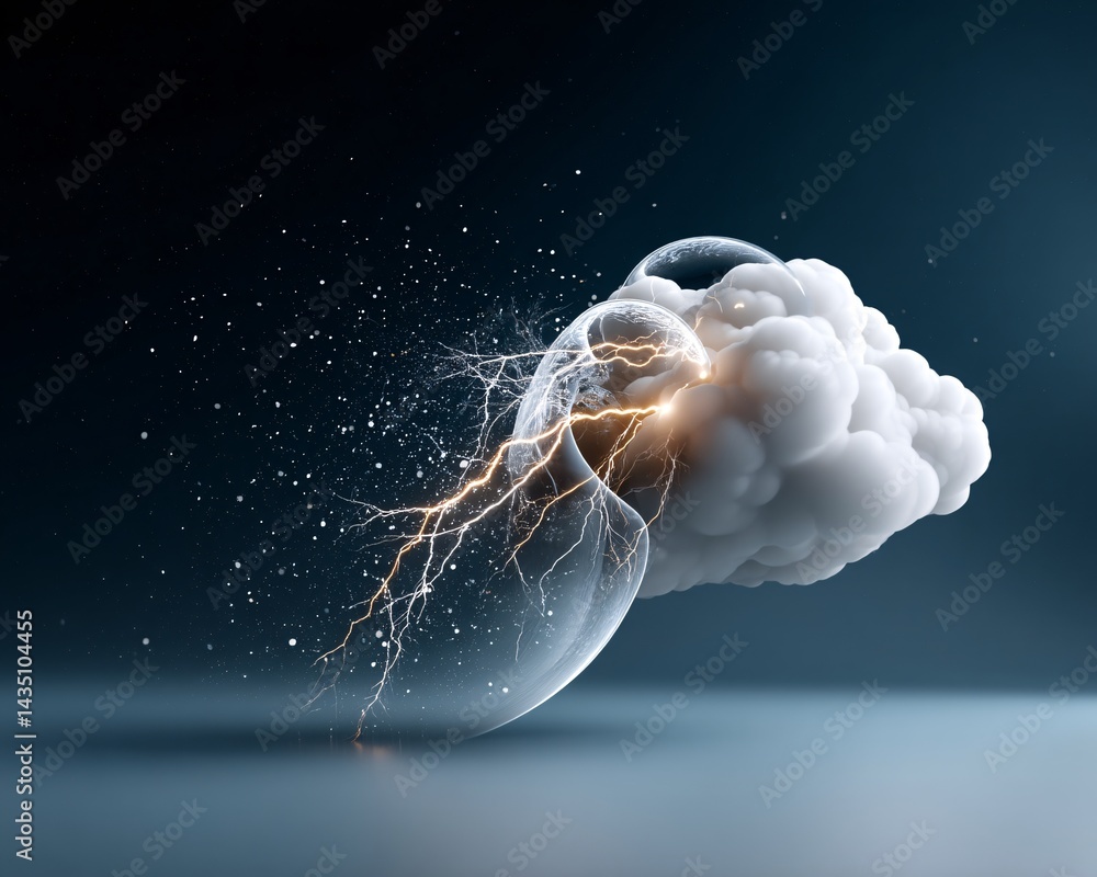 Poster a breathtaking depiction of a cosmic storm, where lightning-like plasma arcs across a deep-space neb