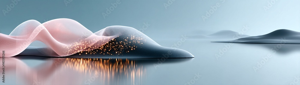 Poster a dreamlike cosmic seascape, where waves of light and celestial bodies float in an infinite void. th