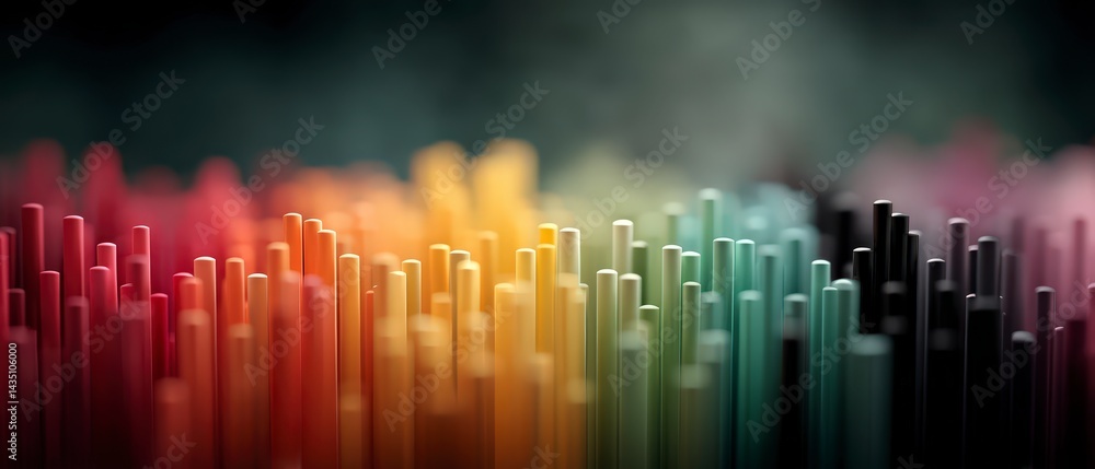 Poster abstract data visualization colorful 3d bar graph business analytics marketing strategy