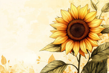 gentle sunflower doodle,