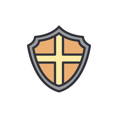 Shield colored icons, minimalist vector illustration ,simple transparent graphic element .Isolated on white background