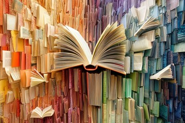 clear pixel image of beautiful arrangement of different books