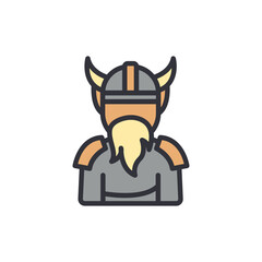 Viking people colored icons, minimalist vector illustration ,simple transparent graphic element .Isolated on white background