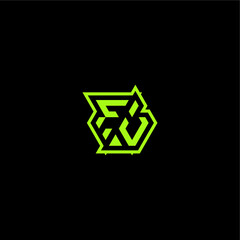 esport gaming initial FV cool and dynamic monogram logo design concept letter