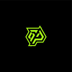 esport gaming initial logo design concept letter cool and dynamic monogram GP