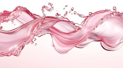 Pink liquid splash with wave, and flow.