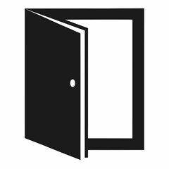 Open door black vector icon on white background.