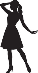 silhouette design of a woman in a dress striking pose vector art illustration 