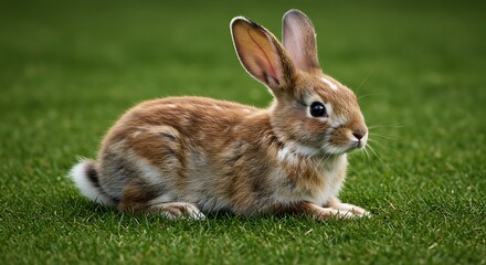 Fototapeta premium Emerald Meadow's Watchful Eye AI Generated