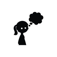 cute girl brain planning movement silhouette