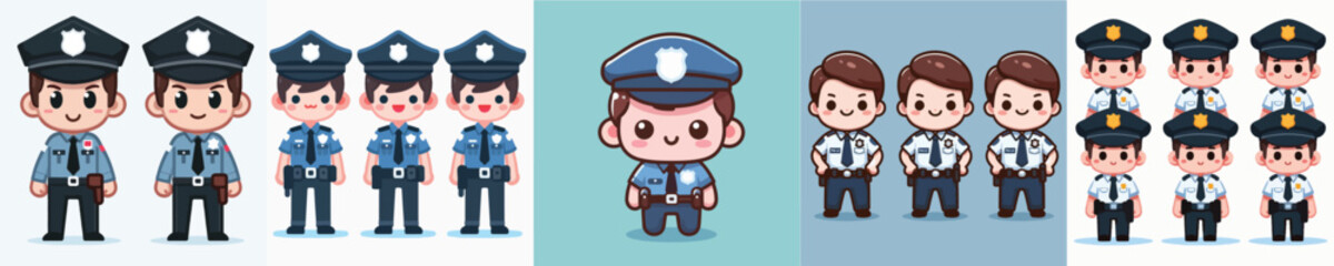set of vector images of men wearing police uniforms