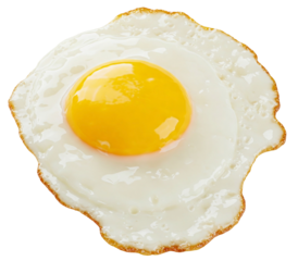 Fried Egg on transparent background. AI generated breakfast food. Good for brain function, eye health, and even helping with weight management. PNG

