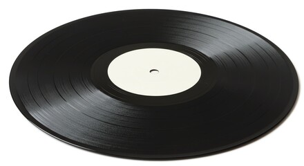 Obraz premium Black Vinyl Record on White Background Close Up