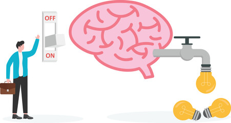 Turn on brain to creativity for make money, thought or concentration, smart thinking or emotional intelligence, mindset, wisdom and knowledge

