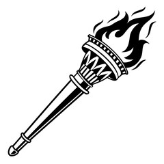 Black Torch icon Vector silhouette on transparent background