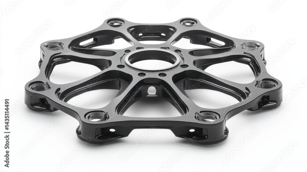 Poster precision engineered metal component with intricate design and smooth finish for industrial applicat