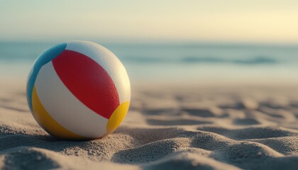 Obraz premium Colorful beach ball on sand (1)