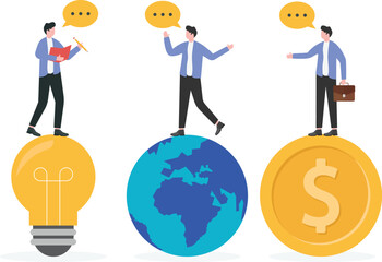 Business team forward together with target

