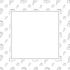 Food frame. doodle fast food square frame. hand drawn food and beverage frame background. food background