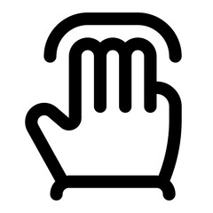 Three Finger Tap Simple Line Icon. Single icon, line vector icon