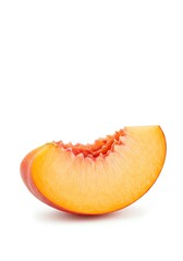 Peach Slice on White Background, Fresh Fruit Still Life