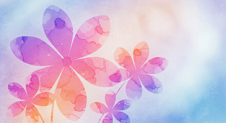 Obraz premium Watercolor Floral Design Pastel Rainbow Flowers, Soft Background