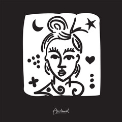 Minimalist Line Art Face Illustration for Wall Decoration, Branding, Social Media, Brochure, Beauty Logos, T-shirt Print & Web, and Hand-Drawn Design.