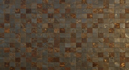 Textured Tile Wall with Square Pattern and Earth Tones