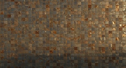 Textured Mosaic Tile Background in Earthy Tones and Square Pattern