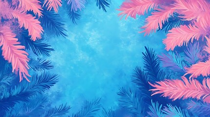 Pastel Palm Frame with Sky Background.
