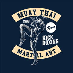muay thai martial art retro style