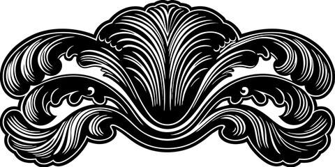 Fototapeta premium Abstract floral vector design, a vintage tattoo illustration with ornate leaf and swirl elements