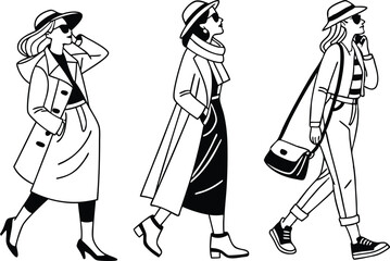 Fashion Girl Clipart Collection for Stylish Designs. Chic Fashion Girl Clipart Collection for Creatives. Hand Drawn Fashion Girl Clipart Collection. Trendy Fashion Girl Clipart Collection for Projects