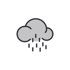 Obraz premium Rain cloud colored icons, minimalist vector illustration ,simple transparent graphic element .Isolated on white background