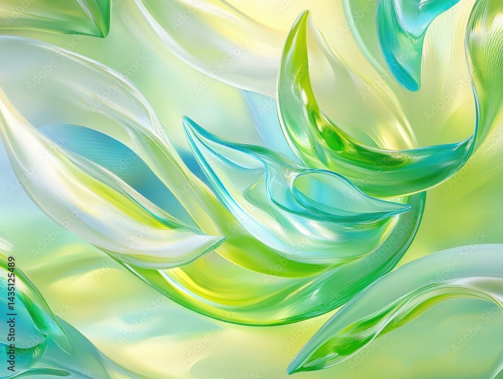 Aufkleber abstract flowing shapes in shades of green and blue creating a dynamic and organic visual effect sof
