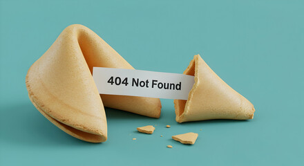 Fortune Cookie with 404 Error Message Website Offline Concept Broken Link Internet Problem Funny Dessert
