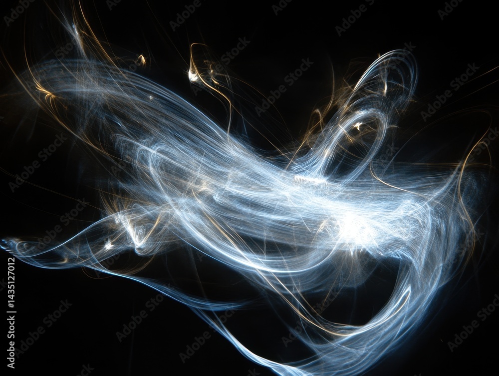 Poster ethereal light painting photography showcasing abstract luminous patterns against a dark backdrop cr