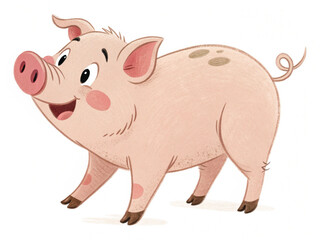 Obraz premium Cute Pig Illustration Isolated on White Transparent Background