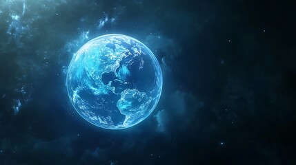 Obraz premium Celestial Earth: A Glowing Blue Planet in the Cosmos