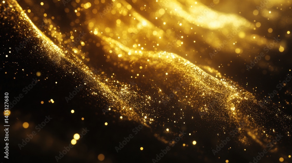 Poster golden shimmer abstract background with sparkling light particles creating a luxurious and festive a