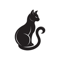 Sitting Cat Silhouette Vector Art