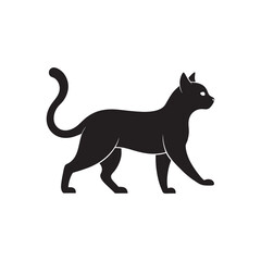 Walking Cat Silhouette Vector Design