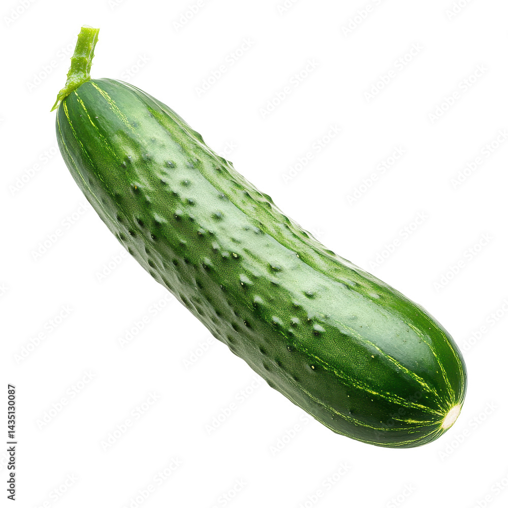 Poster fresh cucumber isolated on a transparent background showcasing its texture and vibrant color, cucumb