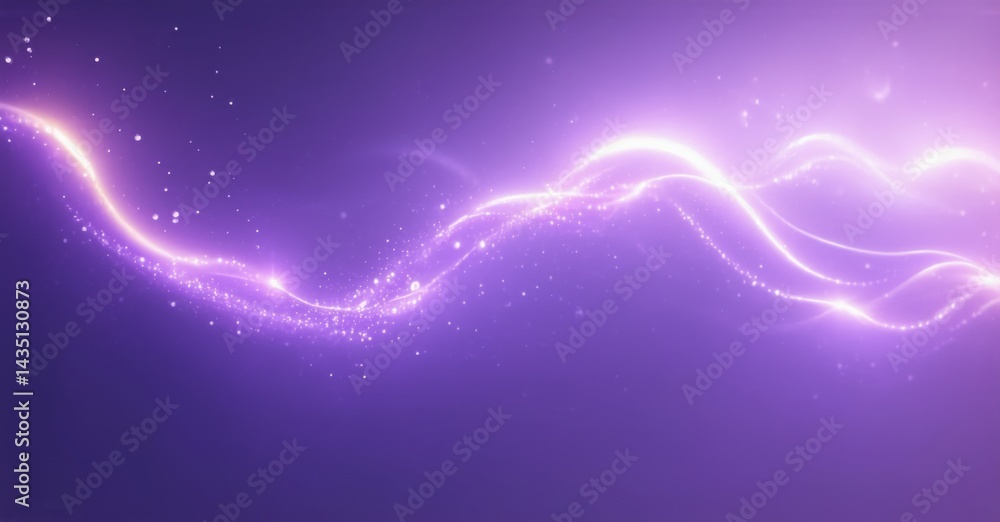 Leinwandbilder purple background features luminous wavy lines, sparkling dots. abstract energy flow creates vibrant