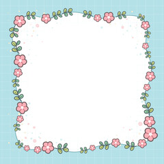 Cute memo for writing messages, decorated with dots, leaves and flowers.