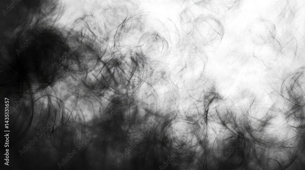 Poster ethereal monochrome abstract with swirling smoke effect creating a dramatic and moody atmosphere ble