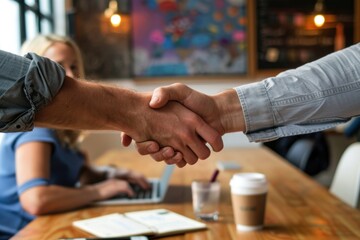 Successful Business Partnership, A Handshake Symbolizing Collaboration and Trust